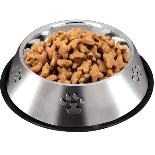 Comedero metal redondo para mascotas 26 cm Plateado
