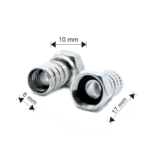 Conector F rosca 6.4mm  Gris