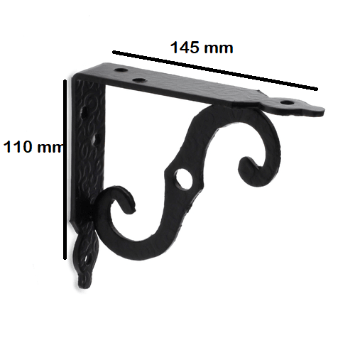 Escuadra para estanteria metalica decorativa tipo 2 145x110 mm Negro