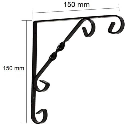 Escuadra para estanteria metalica decorativa tipo 4 150x150 mm Negro