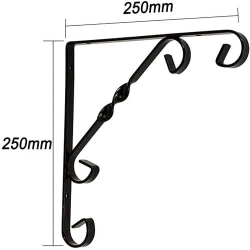 Escuadra para estanteria metalica decorativa tipo 4 250x250 mm Negro
