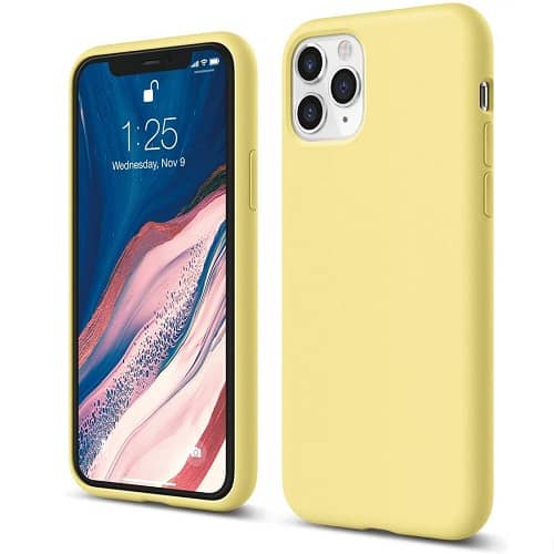 Funda silicona iphone 11PRO max textura suave  Amarillo claro