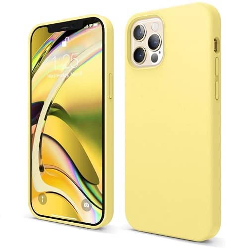 Funda silicona iphone 12 textura suave Amarillo claro