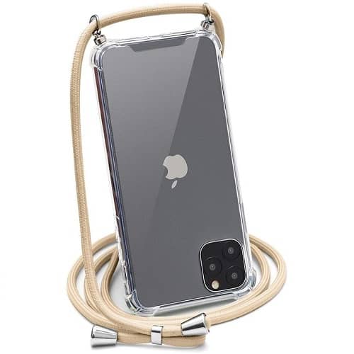 Funda silicona transparente iphone 11 TPU con cuerda  Beige