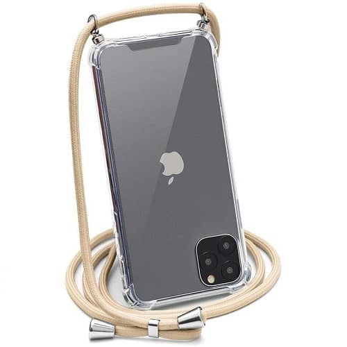 Funda silicona transparente iphone 11 TPU con cuerda Beige