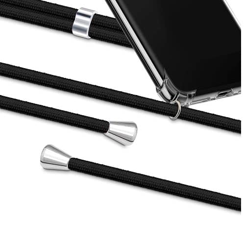 Funda silicona transparente iphone 12 TPU con cuerda  Negro