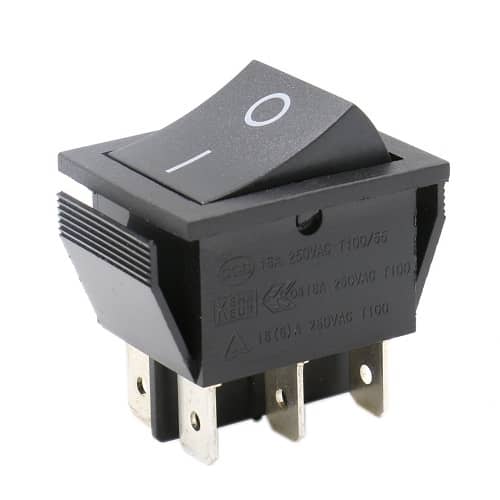 Interruptor basculante ON-OFF DPDT 6 vias  Negro 16 A