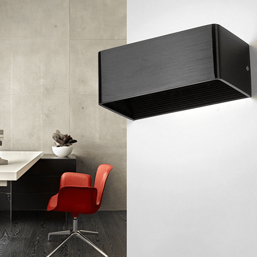 Lampara de pared aplique LED 3000K IP20 rectangular  Negro  10W