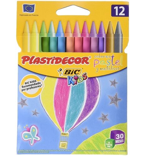 Lapices cera Plastidecor caja de 12 unidades pastel  Multicolor