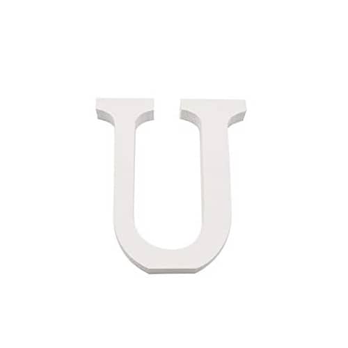 Letra U madera decorativo 11 cm  Blanco