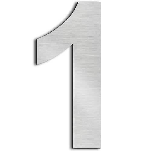 Numero 1 adhesivo en acero inoxidable 7.5 cm  Gris