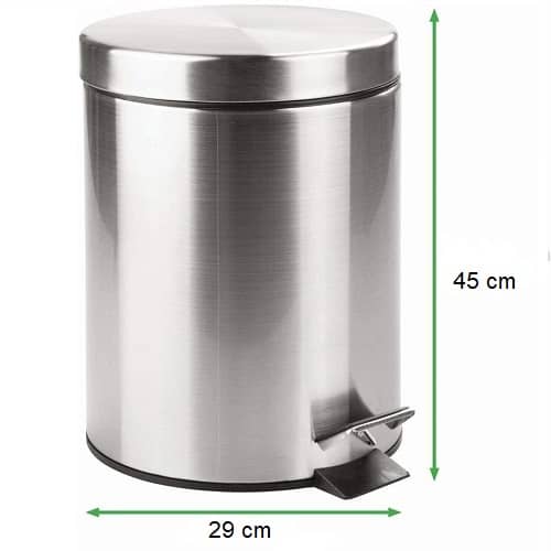 Papelera inox con pedal 20 Litros Plateado