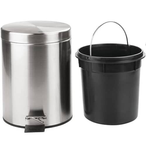 Papelera inox con pedal 9 Litros Plateado
