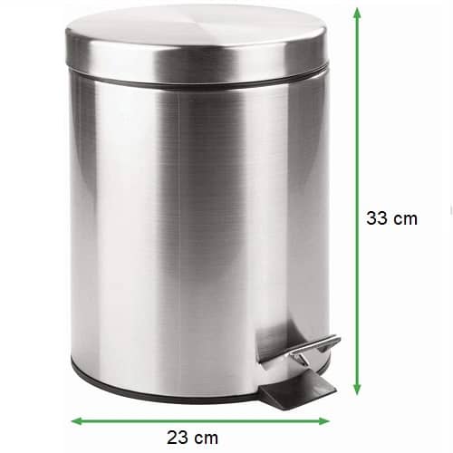 Papelera inox con pedal 9 Litros Plateado