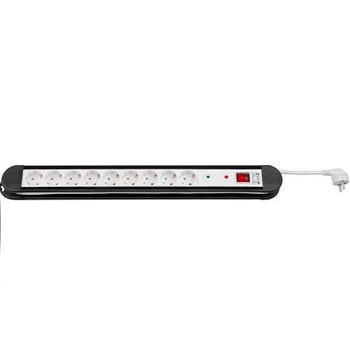 Regleta de enchufes 9 schuko con interruptor y proteccion 1.5 M Blanco