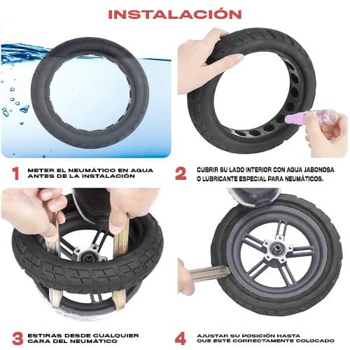 Rueda para patinete Electrico Xiaomi M365 Macizas  Negro