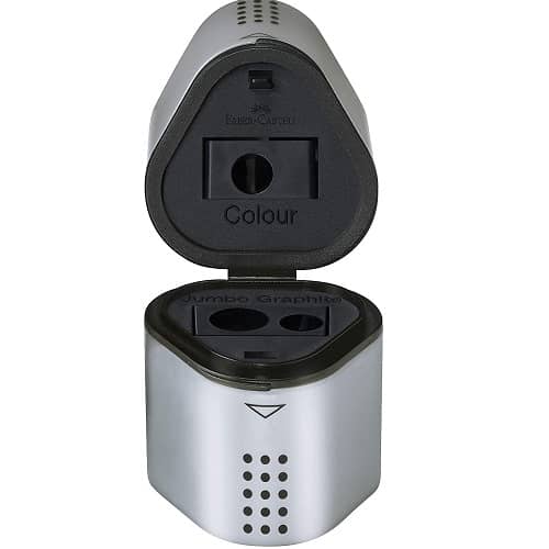 Sacapuntas con deposito triple agujero  Gris