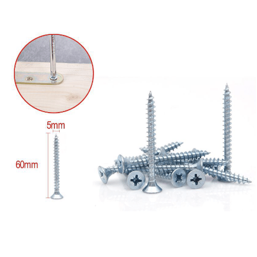 Tornillo madera aglomerado cabeza fresada acero (10 uds) 5x60 mm Gris