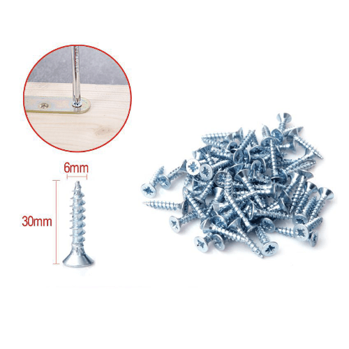 Tornillo madera aglomerado cabeza fresada acero (10 uds) 6x30 mm Gris