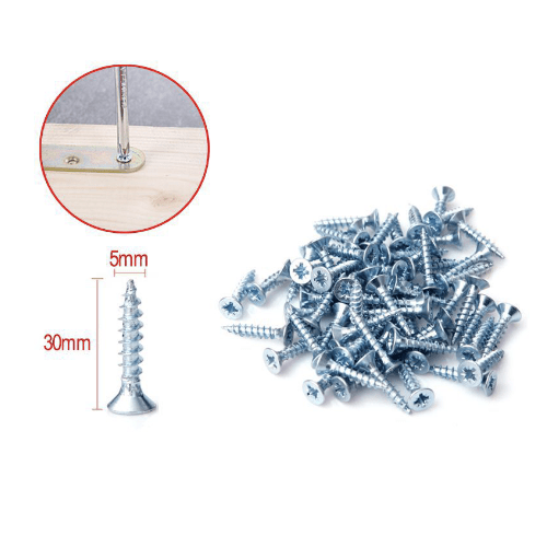 Tornillo madera aglomerado cabeza fresada acero (15 uds) 5x30 mm Gris