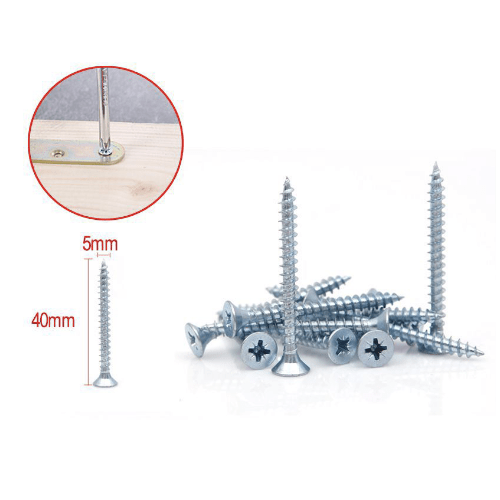 Tornillo madera aglomerado cabeza fresada acero (15 uds) 5x40 mm Gris