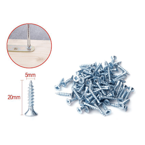 Tornillo madera aglomerado cabeza fresada acero (22 uds) 5x20 mm Gris