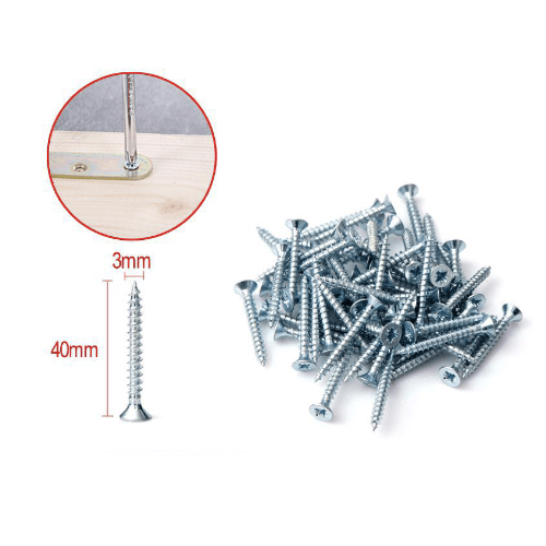 Tornillo madera aglomerado cabeza fresada acero (26 uds) 3x40 mm Gris