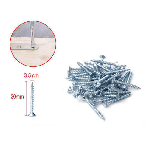 Tornillo madera aglomerado cabeza fresada acero (35 uds) 3.5x30 mm Gris