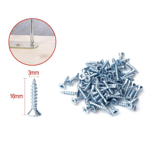 Tornillo madera aglomerado cabeza fresada acero (38 uds) 4x20 mm Gris
