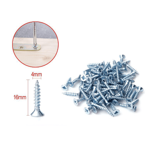 Tornillo madera aglomerado cabeza fresada acero (40 uds) 4x16 mm Gris