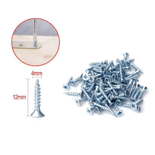 Tornillo madera aglomerado cabeza fresada acero (45 uds) 4x12 mm Gris