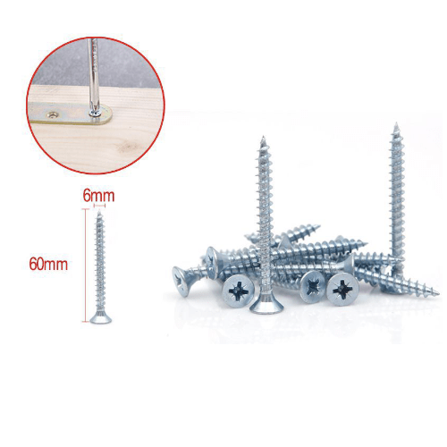 Tornillo madera aglomerado cabeza fresada acero (6 uds) 6x60 mm Gris