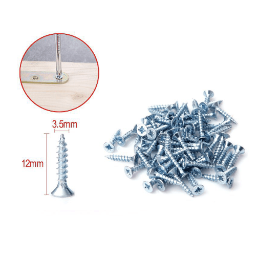 Tornillo madera aglomerado cabeza fresada acero (60 uds) 3.5x12 mm Gris
