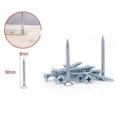 Tornillo madera aglomerado cabeza fresada acero (7 uds) 6x50 mm Gris