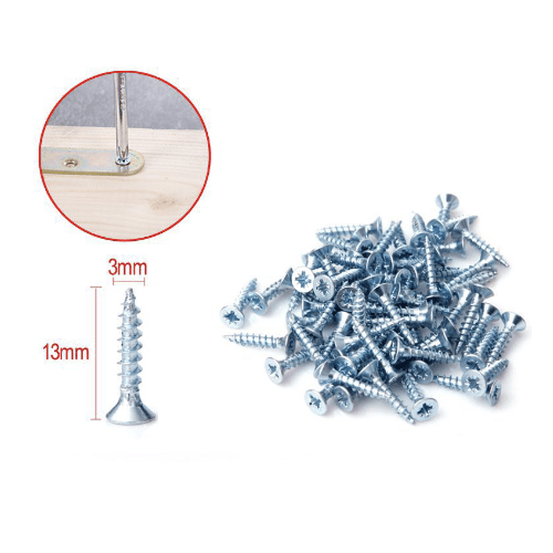 Tornillo madera aglomerado cabeza fresada acero (70 uds) 3x13 mm Gris