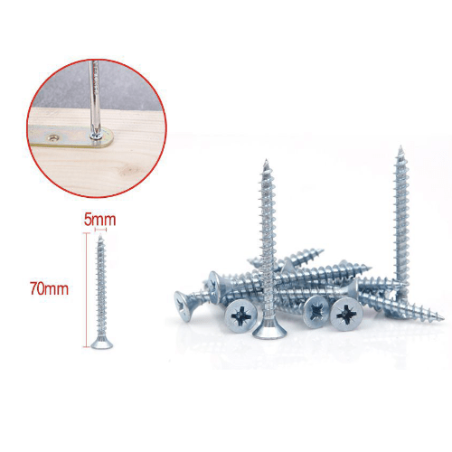 Tornillo madera aglomerado cabeza fresada acero (8 uds) 5x70 mm Gris