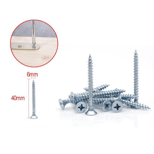 Tornillo madera aglomerado cabeza fresada acero (8 uds) 6x40 mm Gris