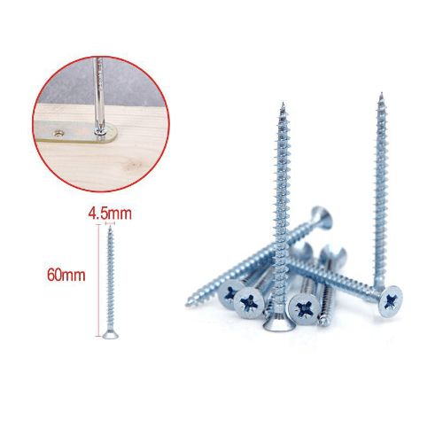 Tornillo madera aglomerado cabeza fresada acero (9 uds) 4.5x60 mm Gris