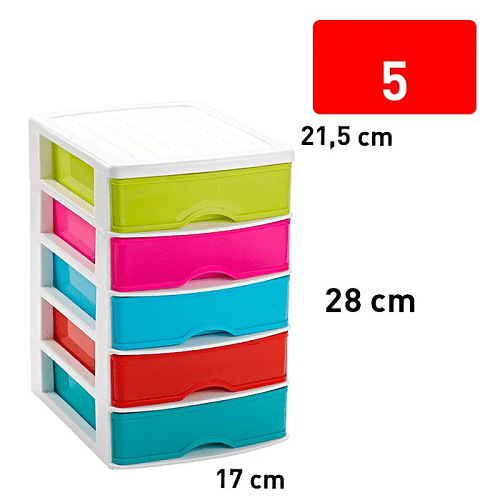 Torre de almacenamiento con 5 cajones Multicolor