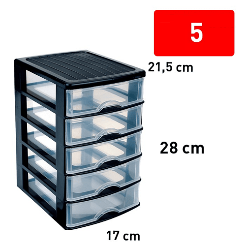 Torre de almacenamiento con 5 cajones Negro