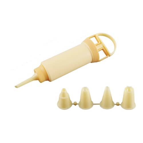 Pistola reposteria decoradora con 4 boquillas 23 cm  Amarillo