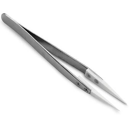 Pinzas inox con punta estrecha ceramica resistente al calor  Gris