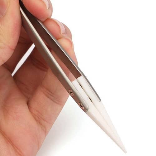 Pinzas inox con punta estrecha ceramica resistente al calor  Gris