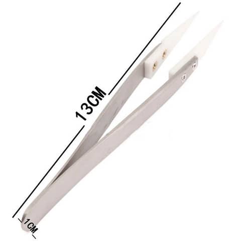 Pinzas inox con punta estrecha ceramica resistente al calor  Gris