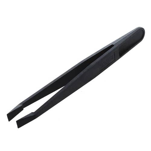 Pinzas electronica plastico punta plana antiestatico  Negro