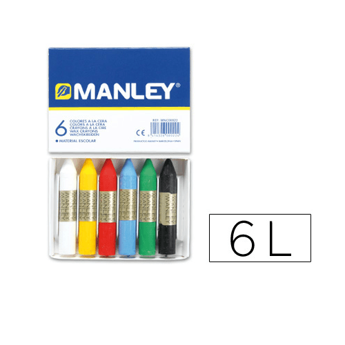 Caja 6 cera blanda de Colores Manley  Multicolor