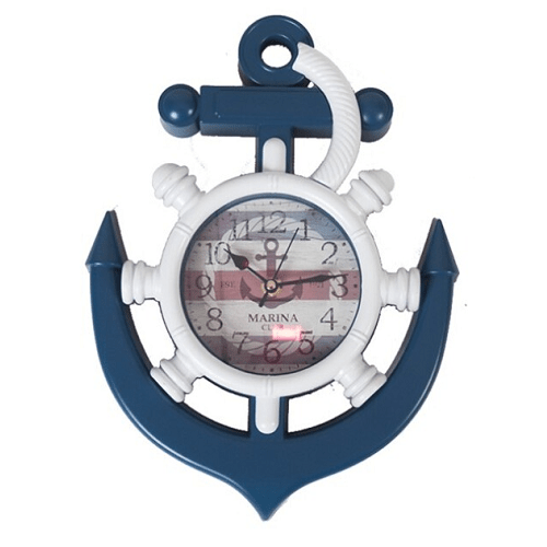 Reloj de pared ancla marina 33x24 cm  Azul