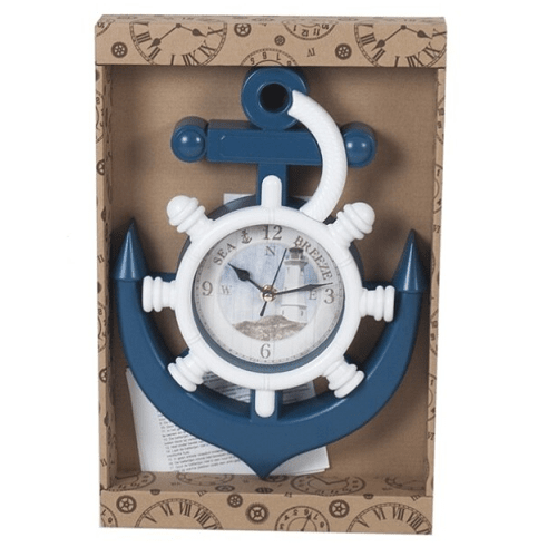 Reloj de pared ancla marina 33x24 cm  Azul