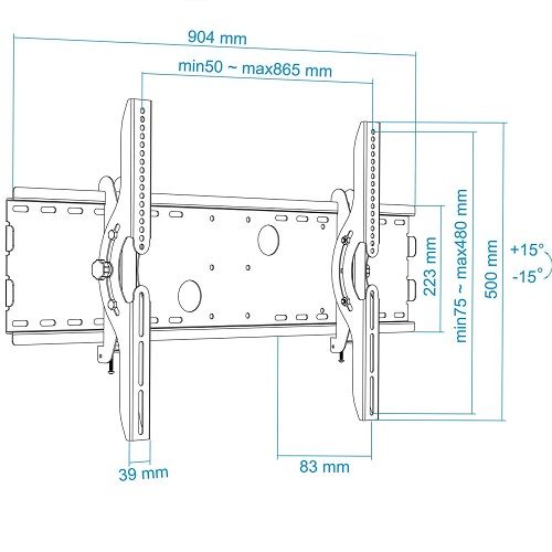 Soporte TV fijo inclinable pared de 37 a 70 pulgadas  Negro