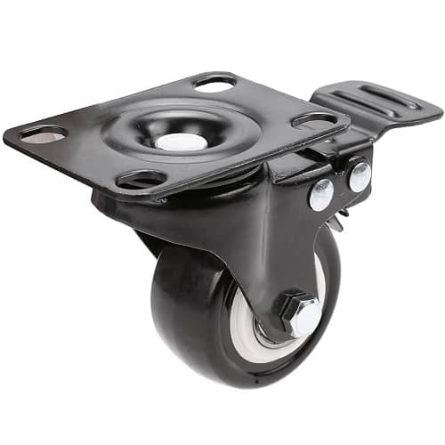 Rueda pivotante industrial de poliuretano con freno 62.5 mm  Negro